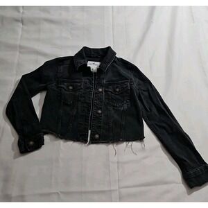 Hollister Cropped Cut Off Black Demin Jean Jacket Junior's XS